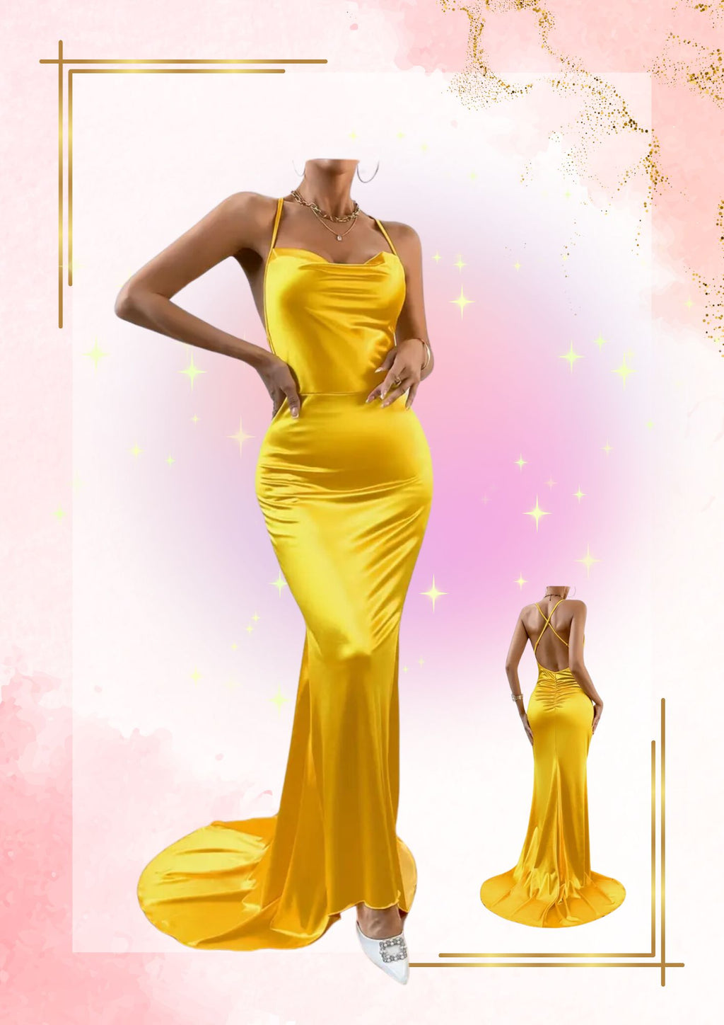 Yellow backless gown