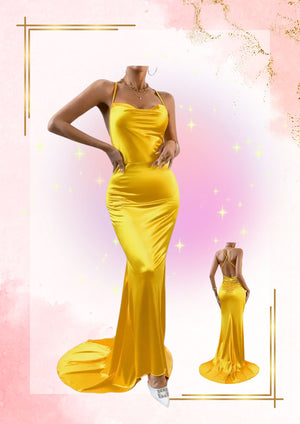 Yellow backless gown