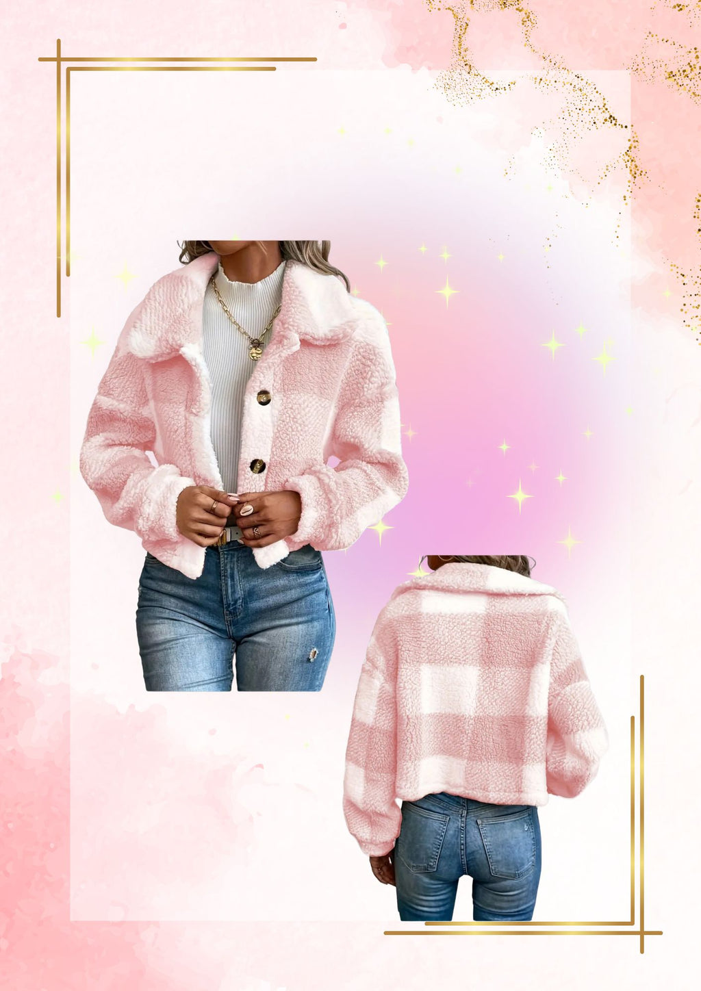 Pink and white sweater jacket