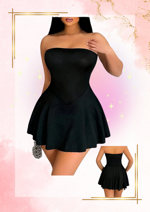 Solid Color Ruffle Hem Tube Dress