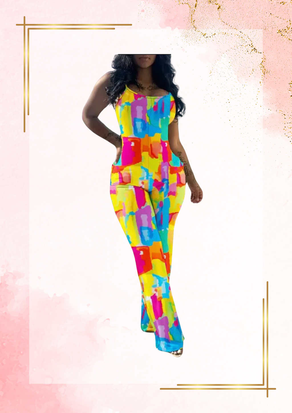 Tie dye print U-Neck spaghetti strap jumpsuit