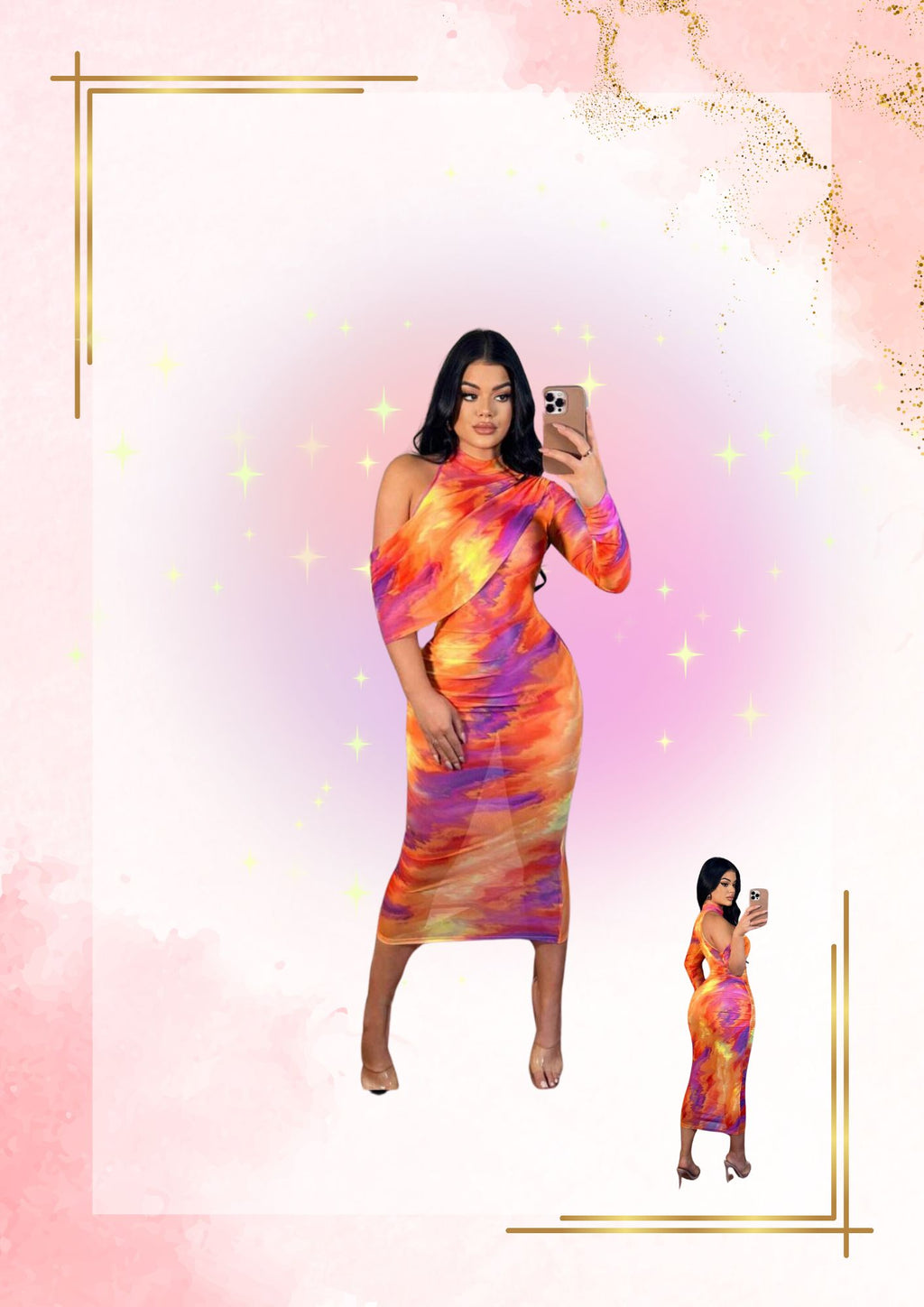 Tie-Dye See Through Dress