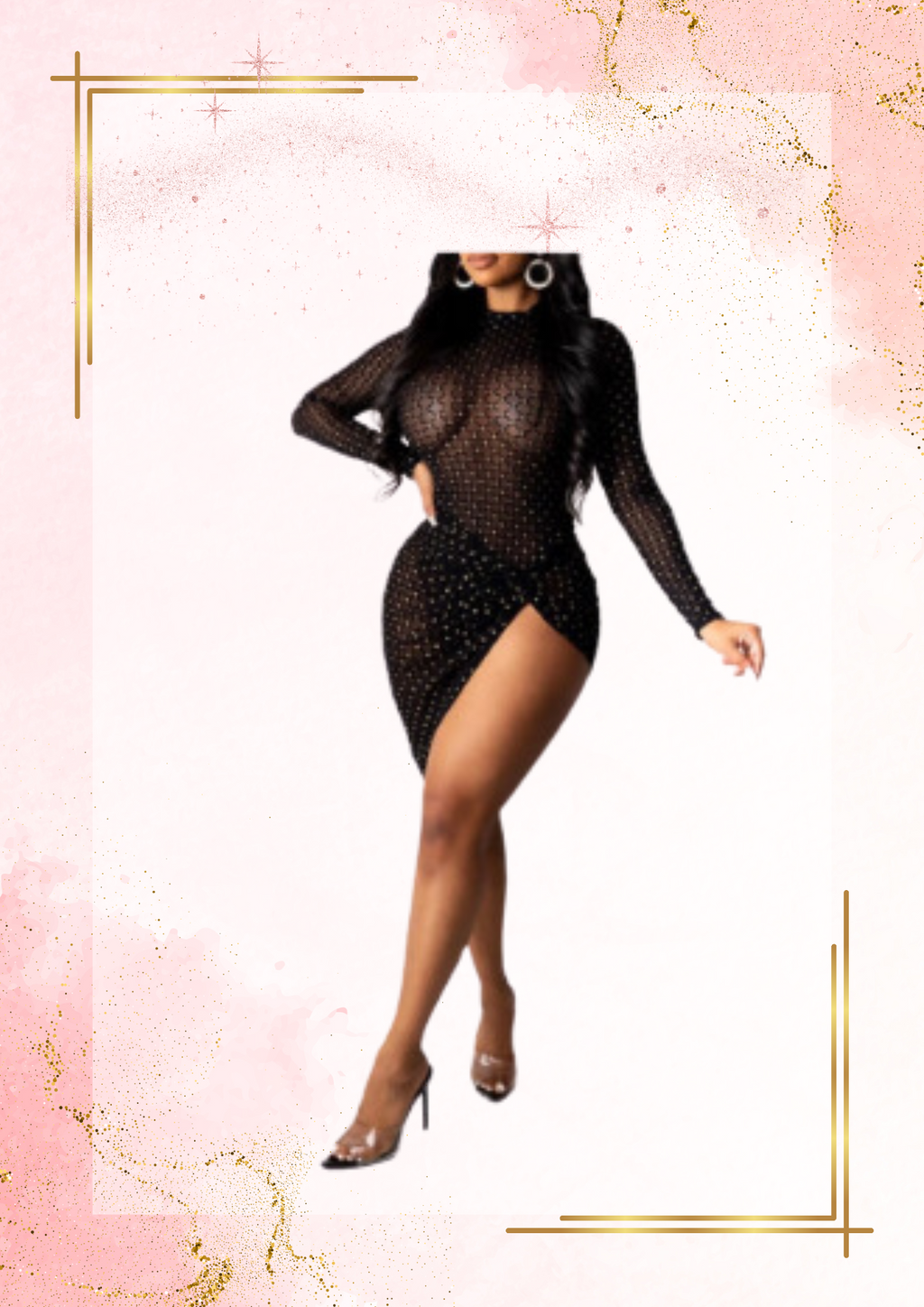 Black sexy see through dress