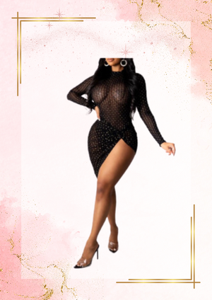 Black sexy see through dress