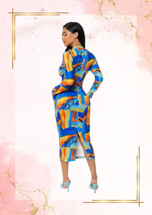 Blue Color Block Dress