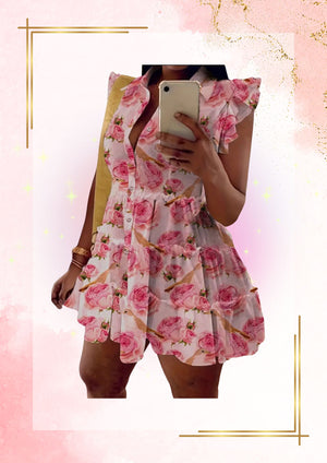 Pink Flower Mini Dress