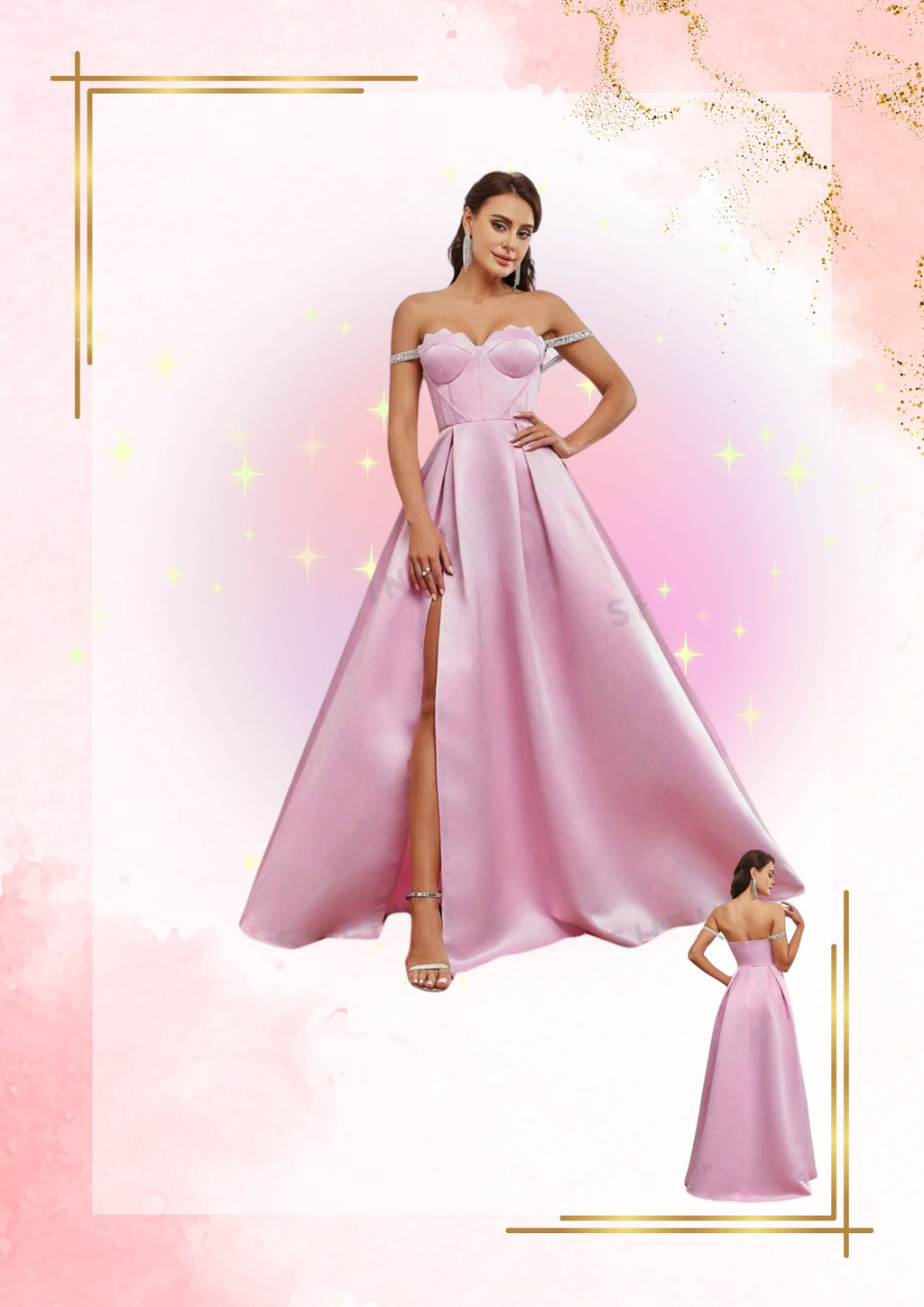 Pink gown with split